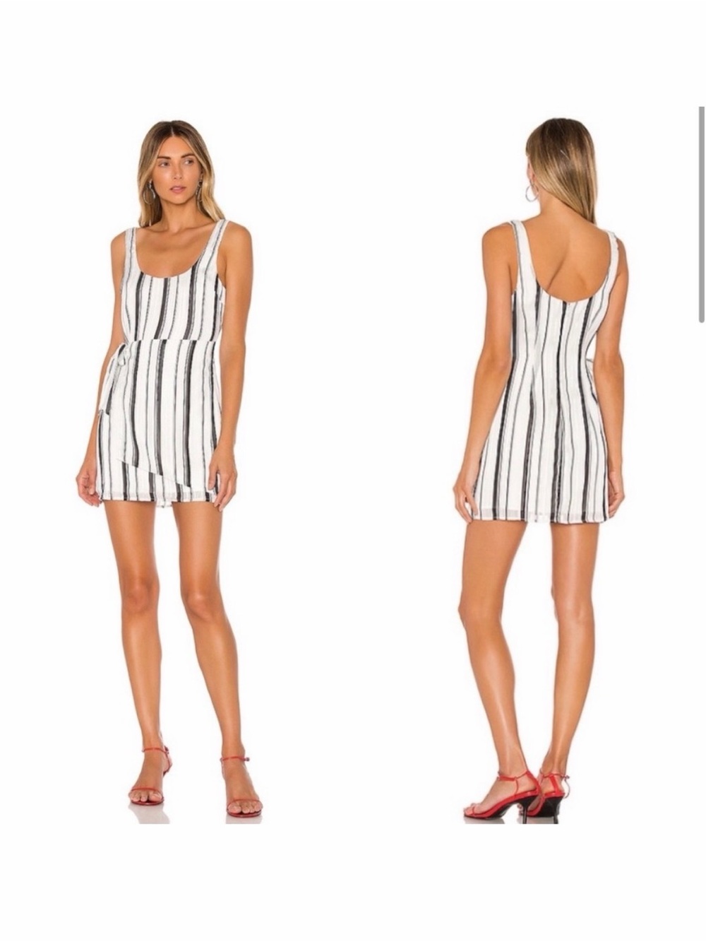 House of Harlow 1960 White and Black Striped Scoop Neck Mini Dress